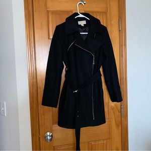 Michael kors wool zip up belted jacket